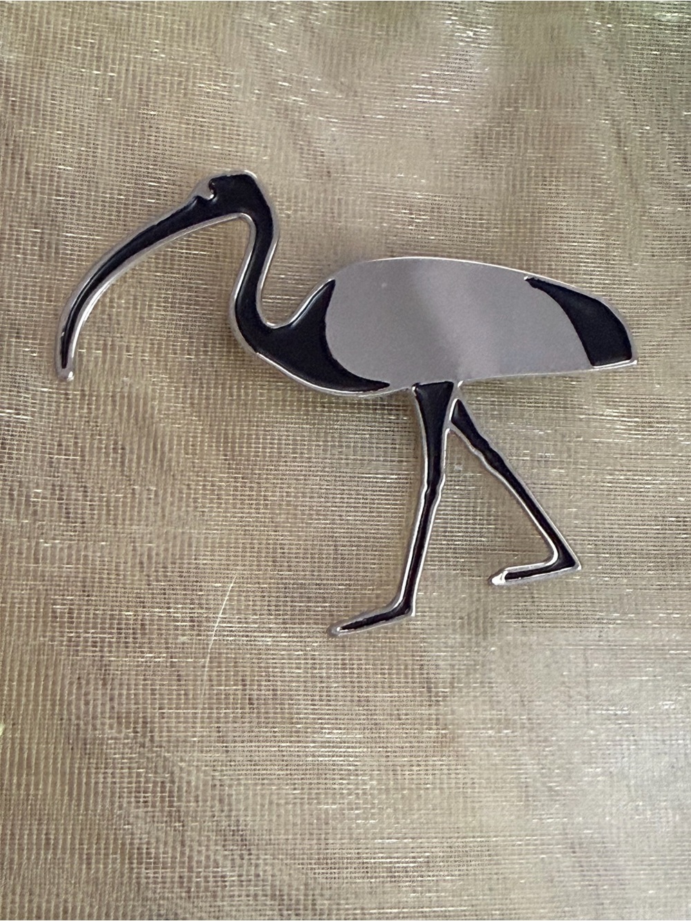 Silver and Black Ibis Bird Brooch Pin - Picture 1 of 4